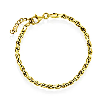 Cordel armbånd i 925 forgylt sølv, 19 cm
