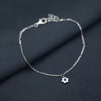 Bilde nummer 2 av Pan Jewelry, Ankelkjede til barn i rodinert 925 sølv med blomst