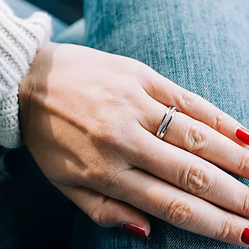 Bilde nummer 4 av Pan Jewelry, Ring i 585 hvitt gull med diamanter 0,12 ct
