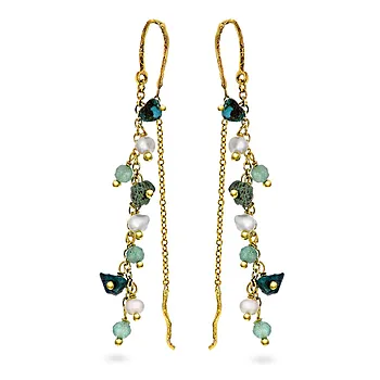 Liana øredobber i 925 forgylt sølv med aventurin og turkis