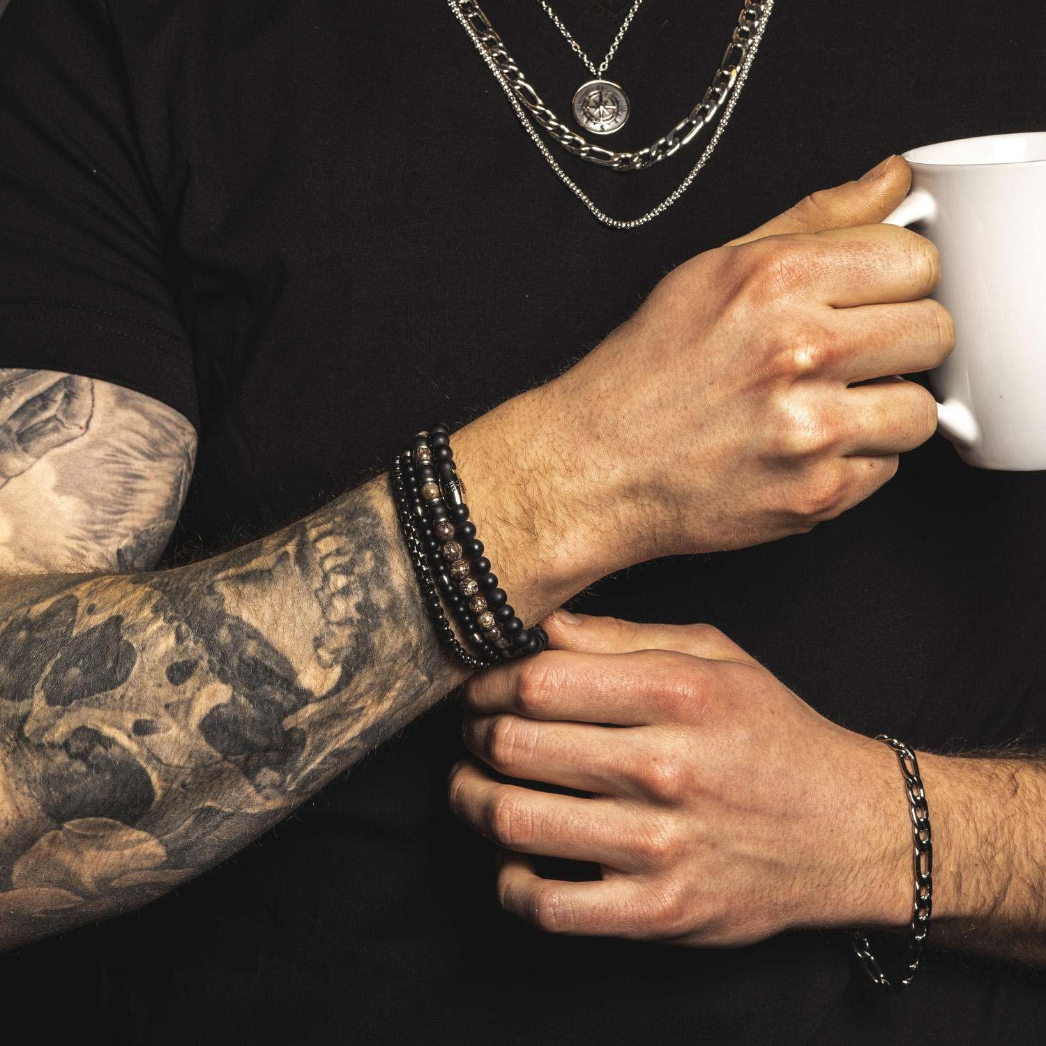 Bilde nummer 3 av Alexander, Armbånd i stål med brun agat sten