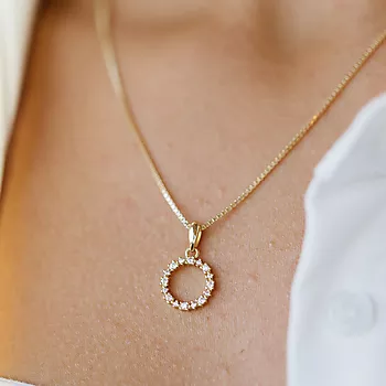 Bilde nummer 3 av Pan Jewelry, Smykke i 925 forgylt sølv med sirkel og zirkonia
