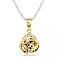 Pan Jewelry, Anheng i 585 gult gull med knute og zirkonia