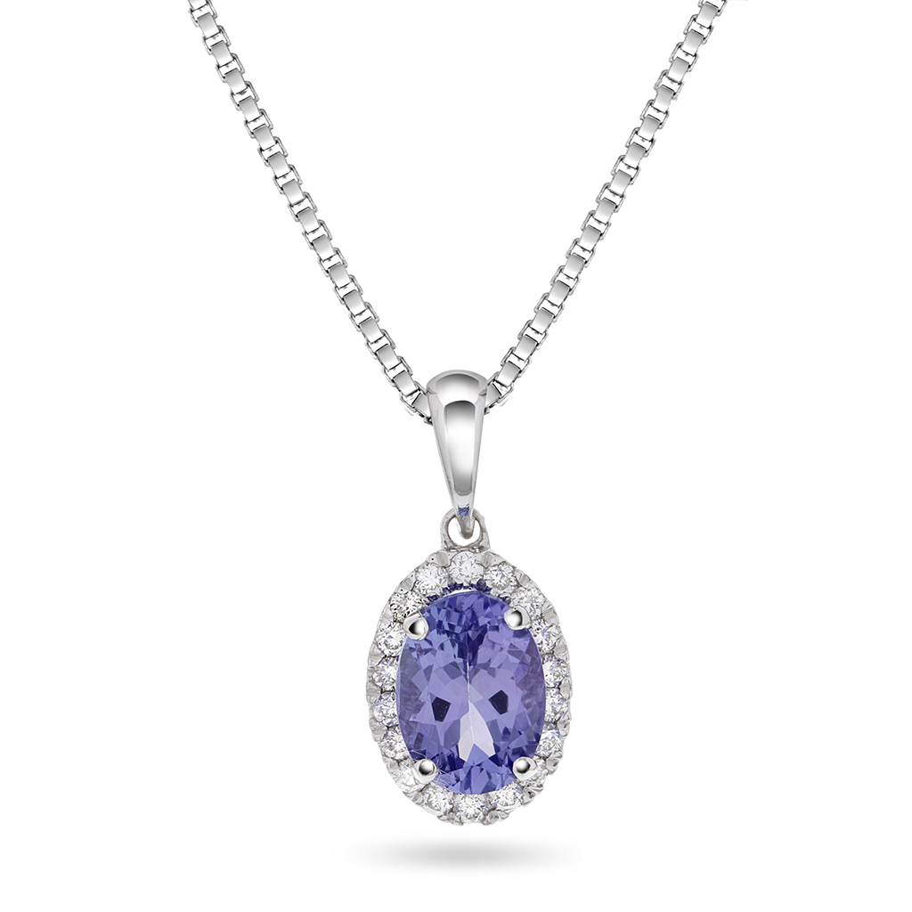 Pan Jewelry, Smykke i 585 hvitt gull med diamanter 0,12 ct og tanzanitt