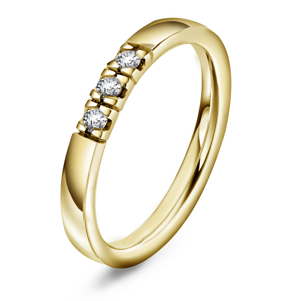 Pan Jewelry, Lady alliansering i 585 gull med diamanter 0,15 ct TWSI