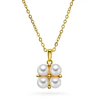 Kløver smykke i 925 forgylt sølv med ferskvannsperler