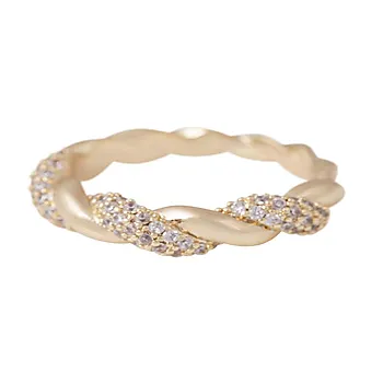 Twist armbånd i forgylt messing med zirkonia