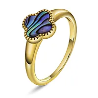 Kløver ring i 925 sølv med abalone