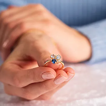 Bilde nummer 3 av Pan Jewelry, Ring i forgylt 925 sølv med blå zirkonia