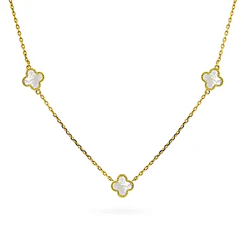 Pan Jewelry, Kløver smykke i forgylt 925 sølv med perlemor