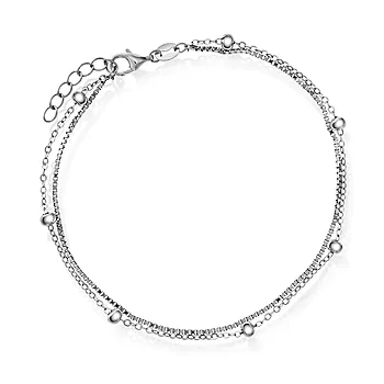 Pan Jewelry, Ankelkjede i 925 rhodinert sølv, 25 cm