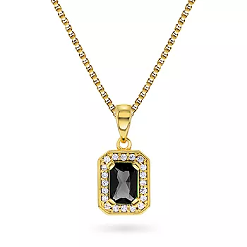 Pan Jewelry, smykke i 925 forgylt sølv med sort zirkonia