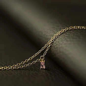Bilde nummer 3 av Pan Jewelry, Ankelkjede i 925 forgylt sølv med rosa zirkonia, 25 cm