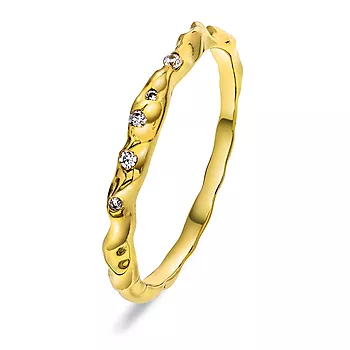 Shapes by Gulldia, Branch ring i forgylt 925 sølv med zirkonia