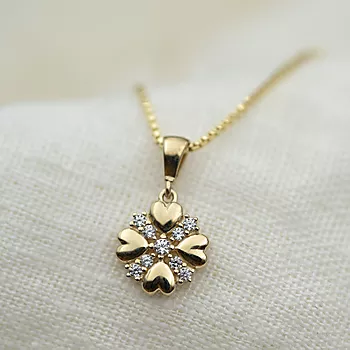 Bilde nummer 3 av Pan Jewelry, Anheng i 585 gult gull med zirkonia og 4 hjerter