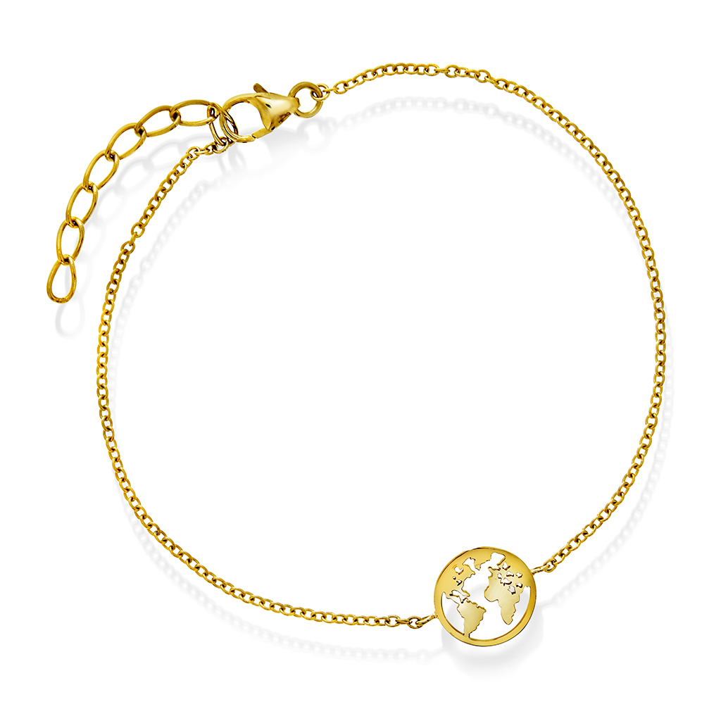 Pan Jewelry, Armbånd i forgylt 925 sølv med verdenskartet