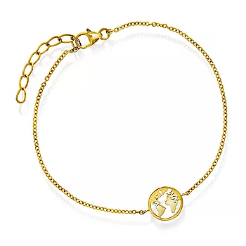 Pan Jewelry, Armbånd i forgylt 925 sølv med verdenskartet