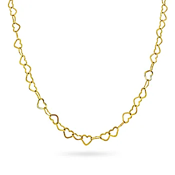 Pan Jewelry, Kjede i 925 forgylt sølv med hjerter 50 cm