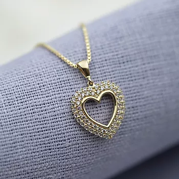 Bilde nummer 2 av Pan Jewelry, Anheng i 585 gult gull med zirkonia og hjerte