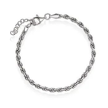 Cordel armbånd i 925 rhodinert sølv, 19 cm