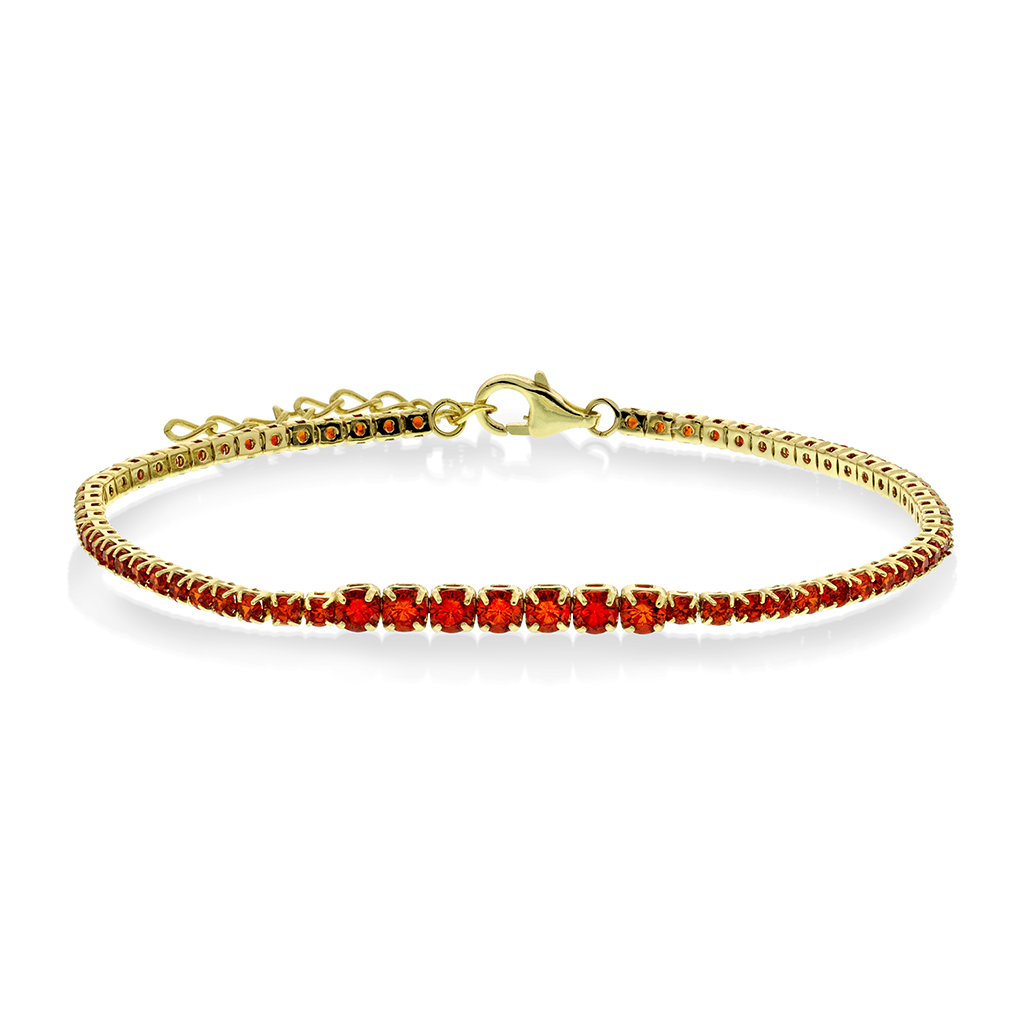 Pan Jewelry, Armbånd i forgylt 925 sølv med orange zirkonia
