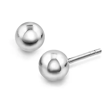 Pan Jewelry, Øredobber i 585 hvitt gull kule, 6 mm