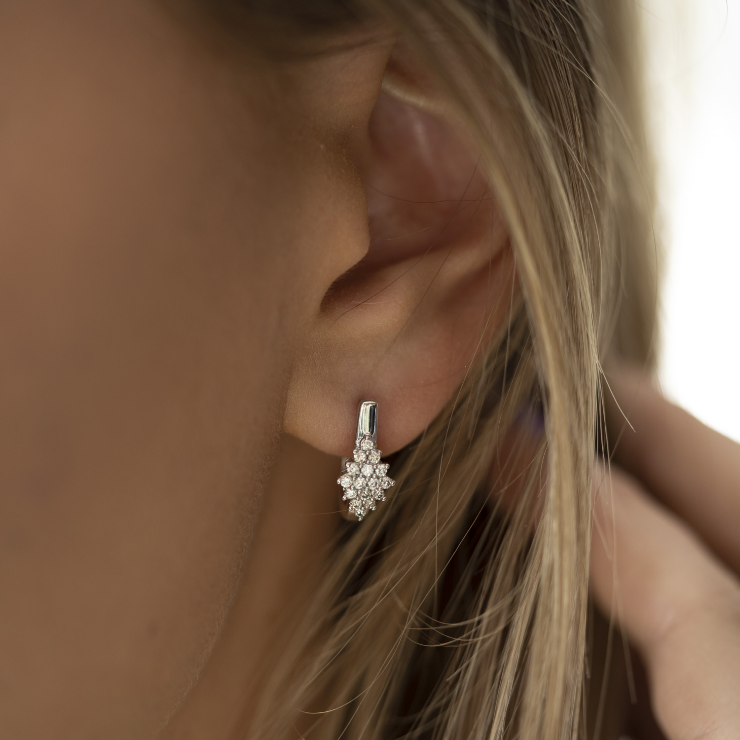 Bilde nummer 2 av Pan Jewelry, Øreringer i 585 hvitt gull med diamanter 0,33 ct