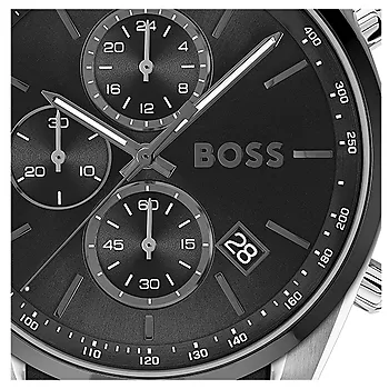 Bilde nummer 4 av Hugo Boss, Herreklokke i stål med sort skinnrem