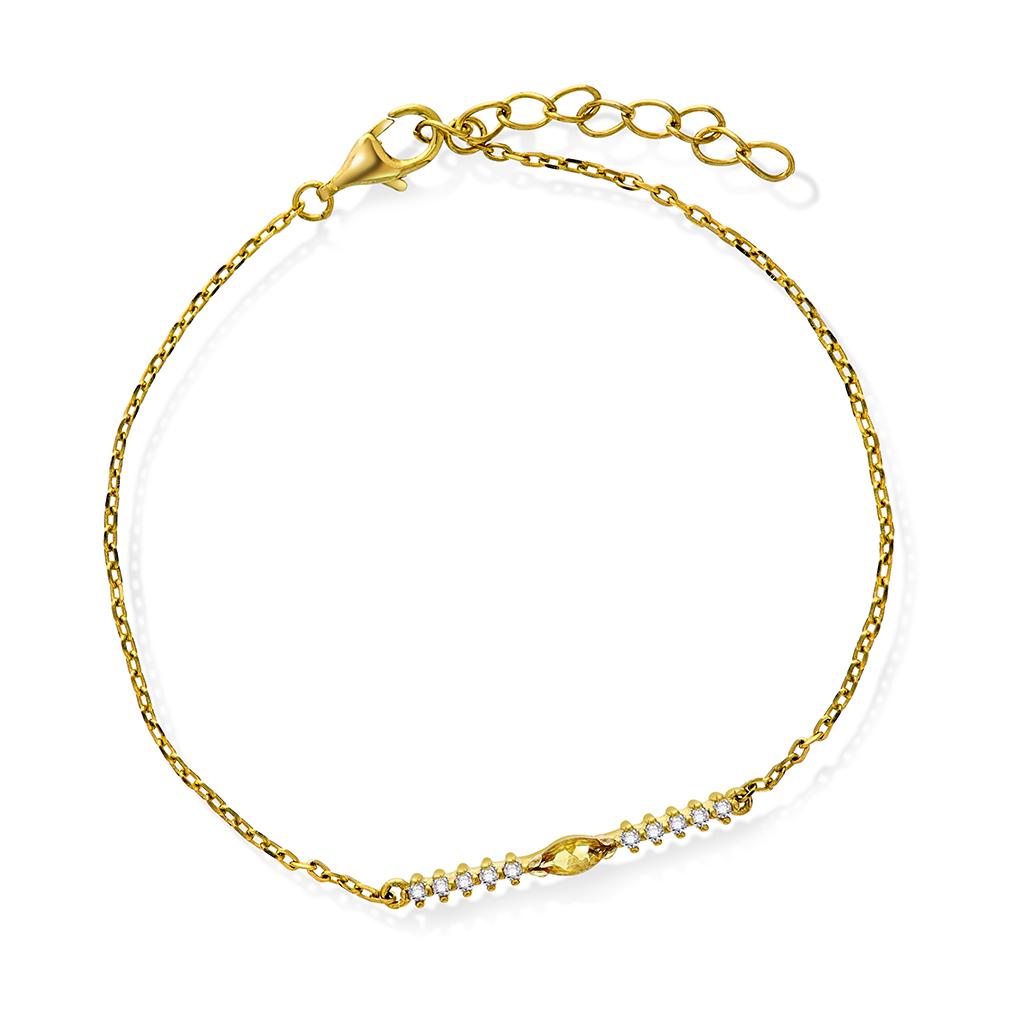 Pan Jewelry, Armbånd i forgylt 925 sølv med gyllen zirkonia