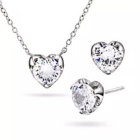 Pan Jewelry, Smykkesett i 925 sølv med zirkonia og hjerter