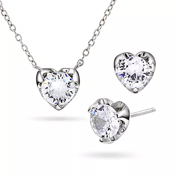 Pan Jewelry, Smykkesett i 925 sølv med zirkonia og hjerter