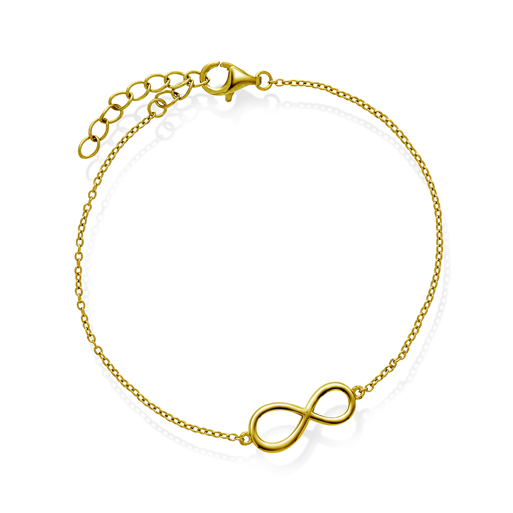 Pan Jewelry, armbånd i 925 forgylt sølv med evighetstegn