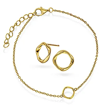 Pan Jewelry, Smykkesett i forgylt 925 sølv med bølge
