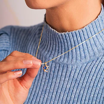 Bilde nummer 3 av Pan Jewelry, Smykke i forgylt 925 sølv med blå zirkonia