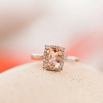 Bilde nummer 3 av Jacqueline diamantring i 375 roségull 0,20 ct med morganitt