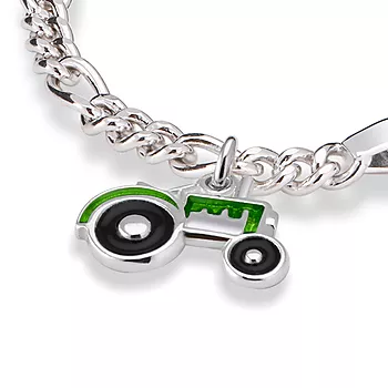 Bilde nummer 2 av Pia&Per, Armbånd i 925 sølv med graveringsplate og traktor charms i grønn emalje