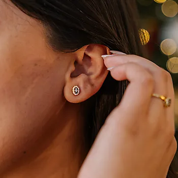 Bilde nummer 3 av Pan Jewelry, Athens Charm øredobber i forgylt 925 sølv med brun zirkona