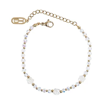 Soft Bloom armbånd i forgylt stål med glassperler