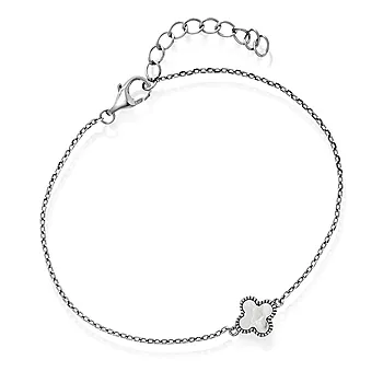 Kløver armbånd i 925 sølv perlermor