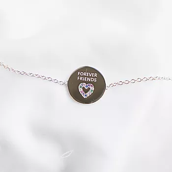 Bilde nummer 3 av Pan Jewelry, Armbånd i 925 sølv med zirkonia og teksten "FOREVER FRIENDS"