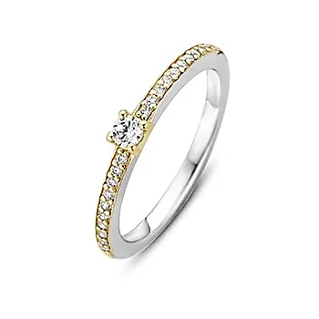 Ti Sento, Ring i forgylt 925 sølv med zirkonia