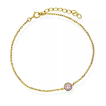 Pan Jewelry, Armbånd i 925 forgylt sølv med rosa zirkonia