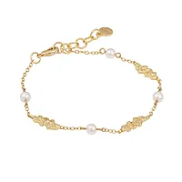 Cat armbånd i forgylt messing med glassperler