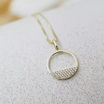 Bilde nummer 4 av Pan Jewelry, Smykkesett i 925 forgylt sølv med zirkonia og sirkel