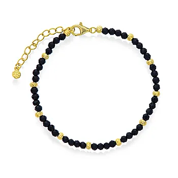 Pan Jewelry, Armbånd i forgylt 925 sølv med syntetisk obisidian