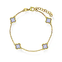 Pan Jewelry, Kløver armbånd i forgylt 925 sølv med lyseblå sodalitt