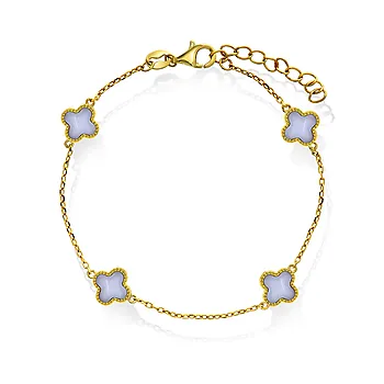 Pan Jewelry, Kløver armbånd i forgylt 925 sølv med lyseblå sodalitt