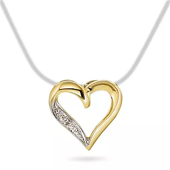 Pan Jewelry, Anheng i 585 gult gull med hjerte og zirkonia