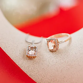 Bilde nummer 4 av Jacqueline diamantanheng i 375 roségull 0,20 ct med morganitt