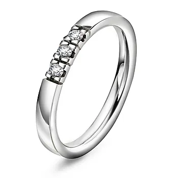 Lady alliansering i 585 hvitt gull med diamant 0,15 ct TWSI